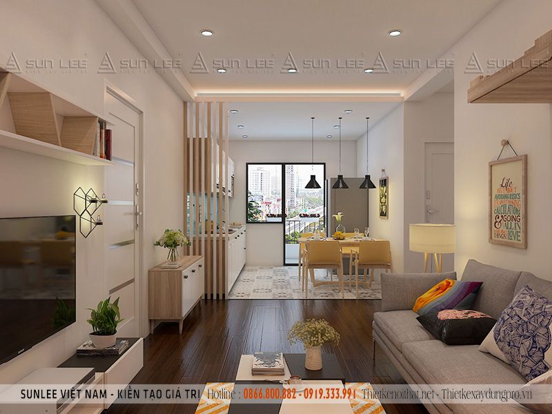  Thiết kế không gian phòng khách và phòng bếp thông nhau