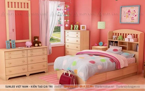 Giường ngủ đơn với chất liệu gỗ sồi cao cấp màu sắc tự nhiên, nhẹ nhàng