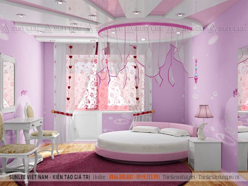Công chúa nhỏ nhà bạn sẽ rất thích thú với mẫu thiết kế phòng ngủ này