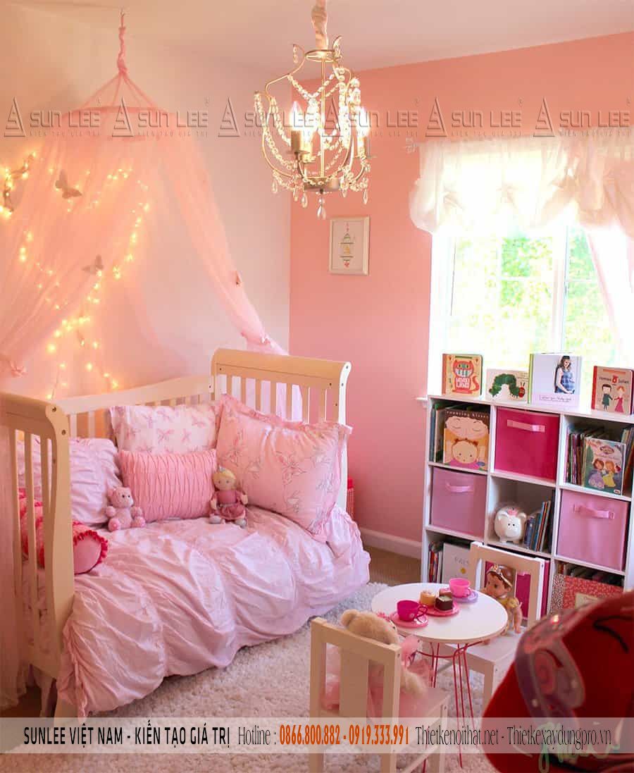 Thiết kế phòng ngủ công chúa đáng yêu cho bé gái 