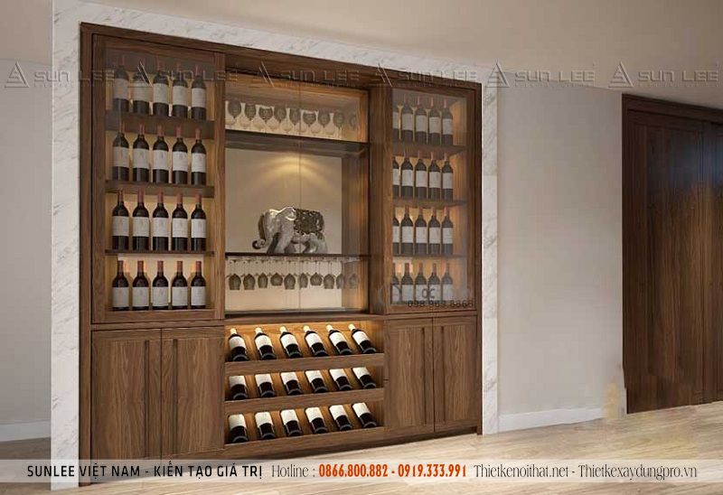 Thiết kế mẫu tủ rượu âm tường đẹp hiện đại