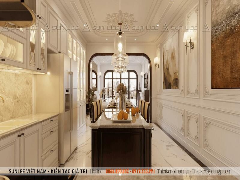 Thiết kế nội thất phòng bếp theo phong cách cổ điển 